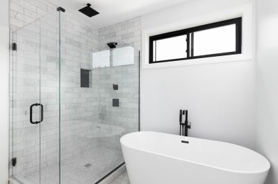 Contemporary Shower with Clear Glass